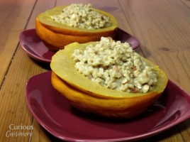 Barley Pilaf Stuffed Acorn Squash via Curious Cuisiniere