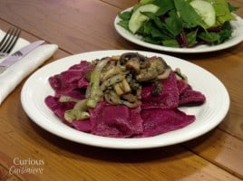 Beet Ravioli with Sautéed Mushrooms from Curious Cuisiniere #pasta #Italiancooking
