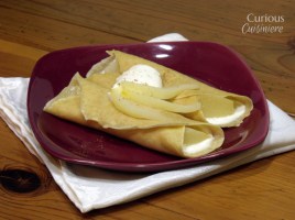White Wine Poached Pear Crepes from Curious Cuisiniere #fallfruit