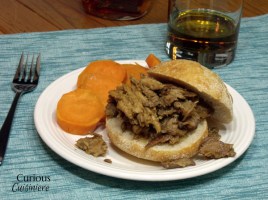Apple Bourbon Pulled Pork Sliders from Curious Cuisiniere #SundaySupper