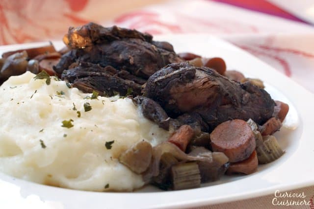 Red wine braised venison with carrots. 