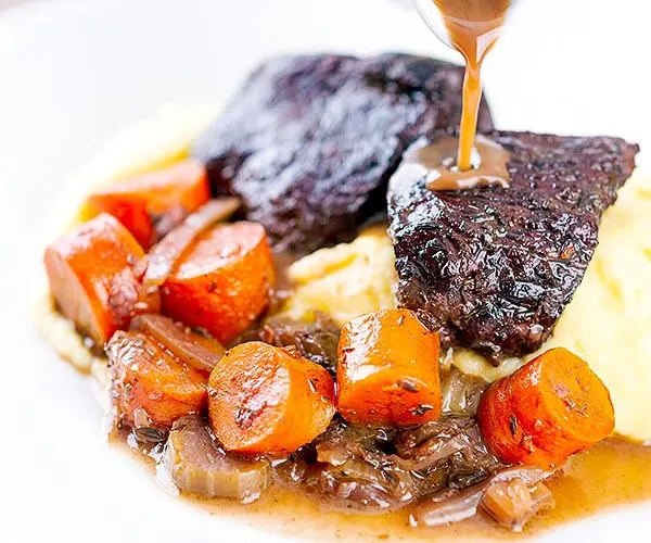 red wine braised venison roast and gravy