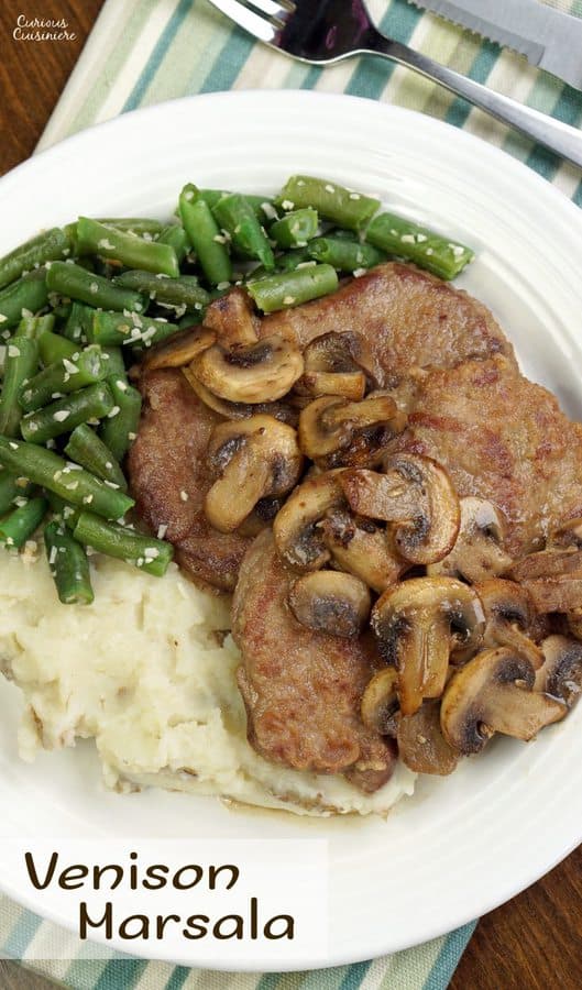 Venison Marsala is a deep and flavorful recipe that provides a unique way to use your venison steak. (But it would work just as well with beef!) | www.CuriousCuisiniere.com