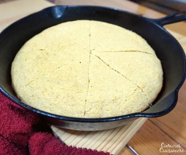 If you love a light sweet, crisp-edged, robust cornbread where you can really taste the corn, this recipe for Southern Skillet Cornbread is for you! | www.curiouscuisiniere.com 