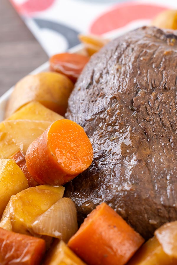 Beer braised venison roast with carrots and potatoes