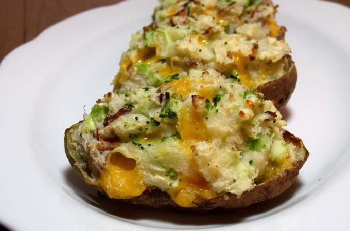 Broccoli Cheddar Twice Baked Potatoes via Curious Cuisiniere