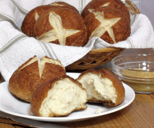 A soft and chewy pretzel, now in roll form, perfect for serving your favorite summer burger on a pretzel bun.