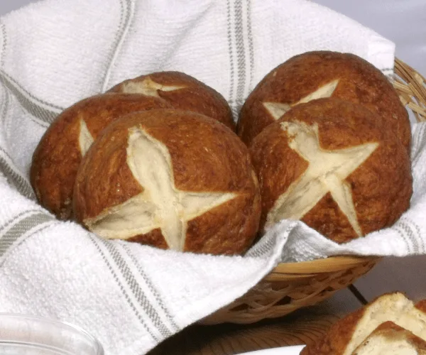 A soft and chewy pretzel, now in roll form, perfect for serving your favorite summer burger on a pretzel bun. 
