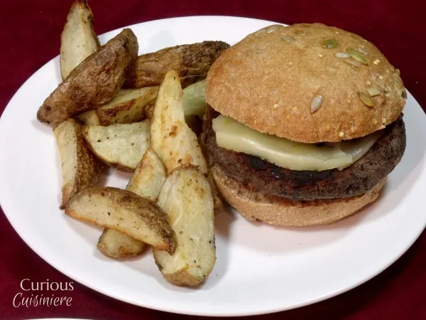Chipotle Black Bean Burgers with Baked Garlic Home Fries via Curious Cuisiniere