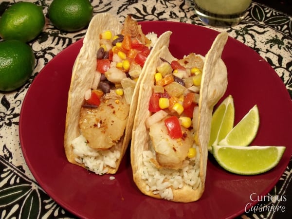 Fish Tacos with Lime Salsa from Curious Cuisiniere