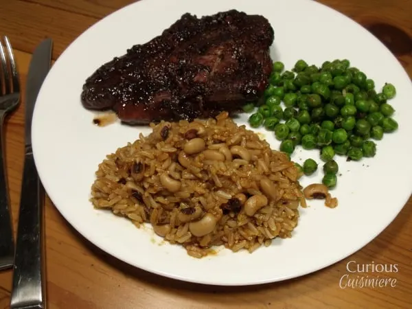 Southwest Brown Rice Pilaf with Black Eyed Peas from Curious Cuisiniere