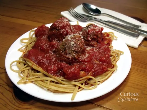 Spaghetti with Homemade Meatballs from Curious Cuisiniere