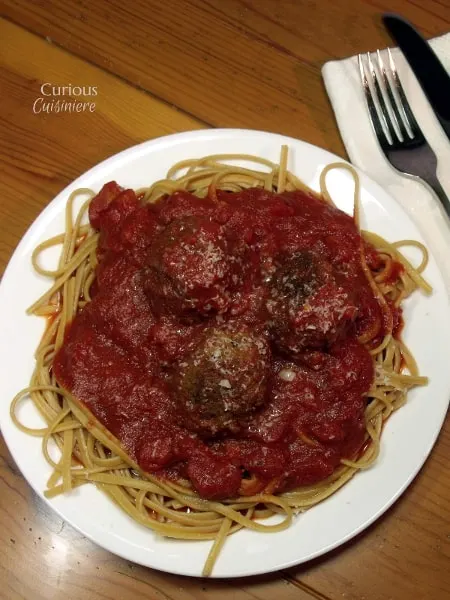 Spaghetti with Homemade Meatballs from Curious Cuisiniere