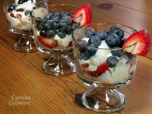 Individual Red White and Blue Trifles With Summer Berries and Ice Cream from Curious Cuisiniere