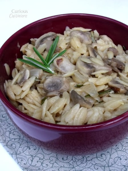 Lemon Rosemary Orzo with Mushrooms from Curious Cuisiniere