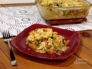 Bacon-Cheddar Biscuit Topped Turkey Pot Pie from Curious Cuisiniere