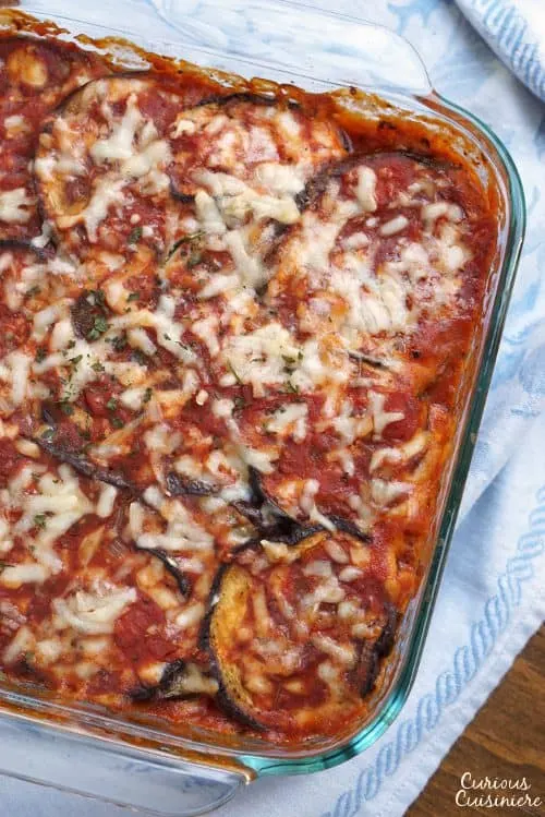 Parmigiana Di Melanzane Eggplant Parmesan And Fresh Herb Tomato Sauce Curious Cuisiniere