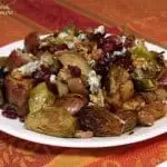Roasted Brussels Sprouts with Cranberries and Blue Cheese #SundaySupper