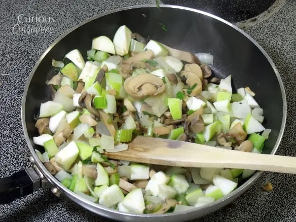 Sweet apples and raisins combine with savory herbs for an unlikely, but very tasty, combo in this mushroom wild rice stuffing. - Apple and Wild Rice Stuffing from Curious Cuisiniere