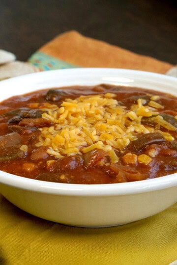 This slow cooker Vegetarian Enchilada Soup | www.CuriousCuisiniere.com
