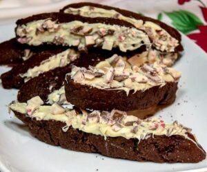 Chocolate peppermint biscotti for Christmas