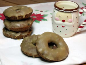 Baked fruitcake donuts for Christmas