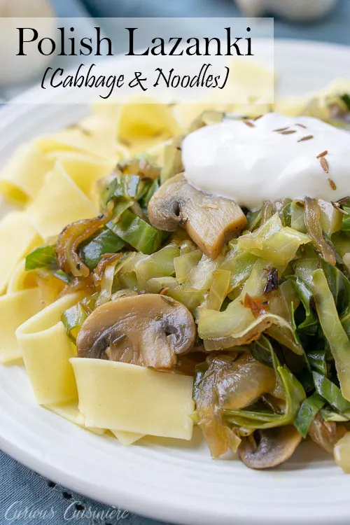 An&nbsp;unexpected combination of flavors comes together to create Lazanki. With cabbage, noodles, sour cream and mushrooms, this dish could be called the Polish version&nbsp;of stroganoff.&nbsp;| www.CuriousCuisiniere.com 