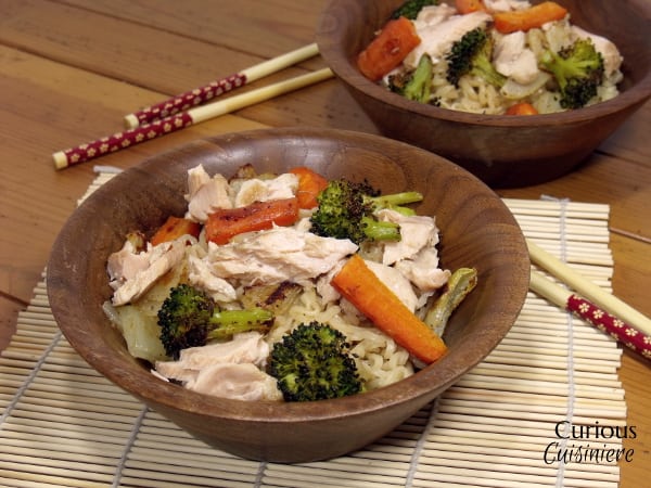 Asian Noodle Bowls with Tea-Poached Salmon from Curious Cuisiniere