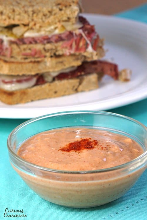 Homemade Russian Dressing, the perfect sauce for a Reuben Sandwich