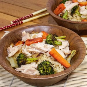 Asian Noodle Bowls with Tea-Poached Salmon from Curious Cuisiniere