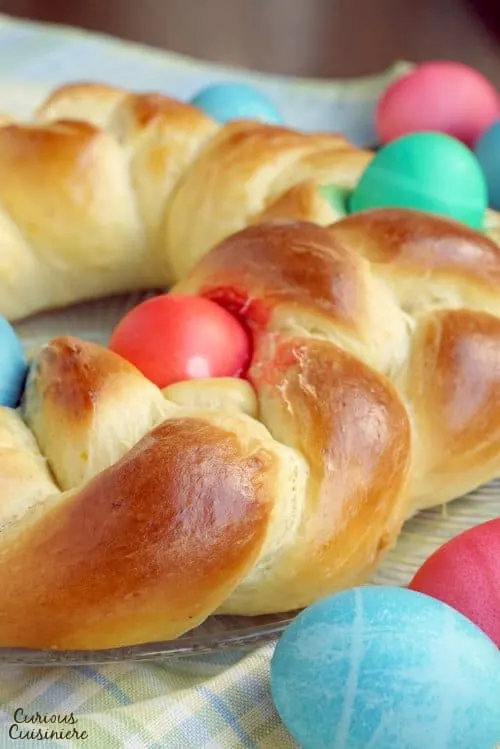 This light and eggy Italian Easter Bread, Pane di Pasqua, is slightly sweet and bursting the with flavors of citrus and anise.  | www.CuriousCuisiniere.com