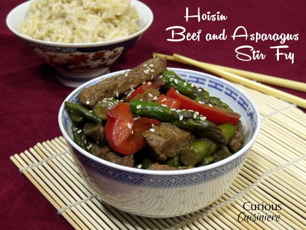 Beef and Asparagus Stir Fry with Homemade Hoisin Sauce from Curious Cuisiniere