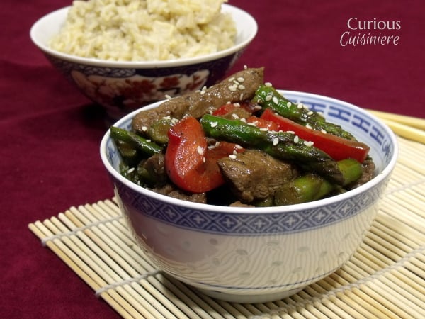 Beef and Asparagus Stir Fry with Homemade Hoisin Sauce from Curious Cuisiniere