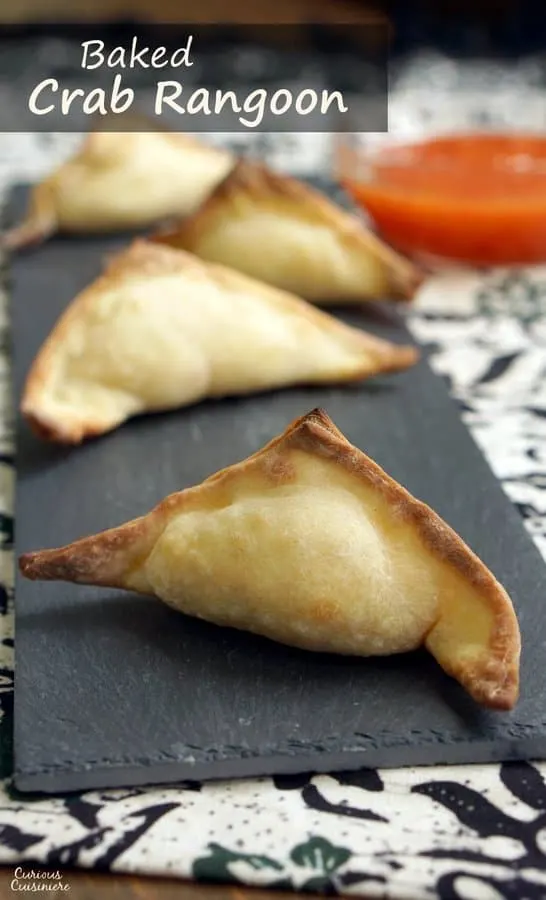The perfect, crispy and creamy appetizer recipe, these Baked Crab Rangoon are a healthier way to satisfy your craving for Chinese takeout. | www.CuriousCuisiniere.com