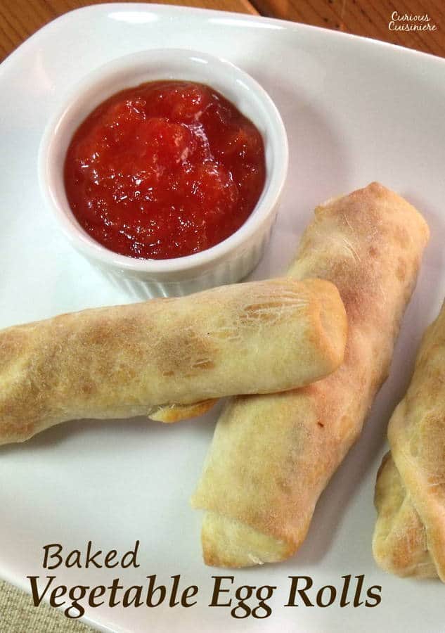 Baked Vegetable Egg Rolls are a healthier alternative to that family-favorite take-out treat. Great to freeze for later so you always have some on hand! | www.CuriousCuisiniere.com