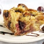 Overnight Cherry Bread Pudding with a Vanilla Balsamic Glaze