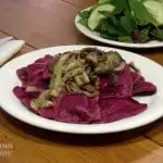 Beet Ravioli with Sauteed Mushrooms