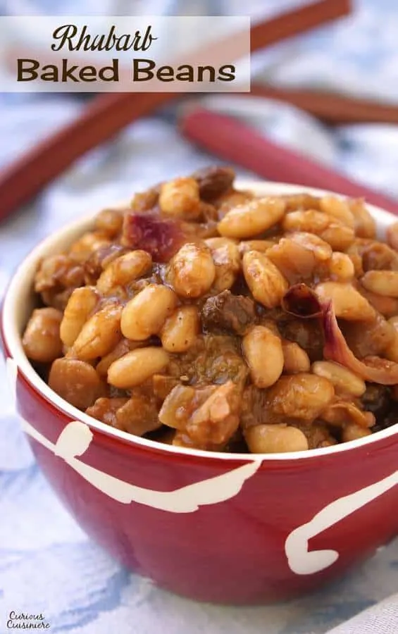 While unexpected, our Rhubarb Baked Beans are lightly sweet, slightly tart, and the perfect recipe for a light summer side dish. | www.CuriousCuisiniere.com