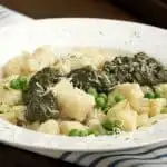 Homemade Gnocchi with Peas and Pesto #SundaySupper