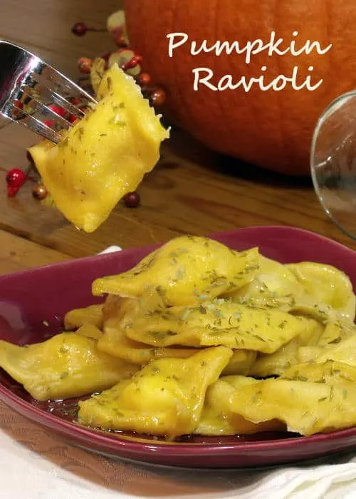 Pumpkin infused pasta makes the perfect vessel for a creamy tarragon-spiced cheese filling in this pumpkin ravioli recipe. | www.curiouscuisiniere.com 