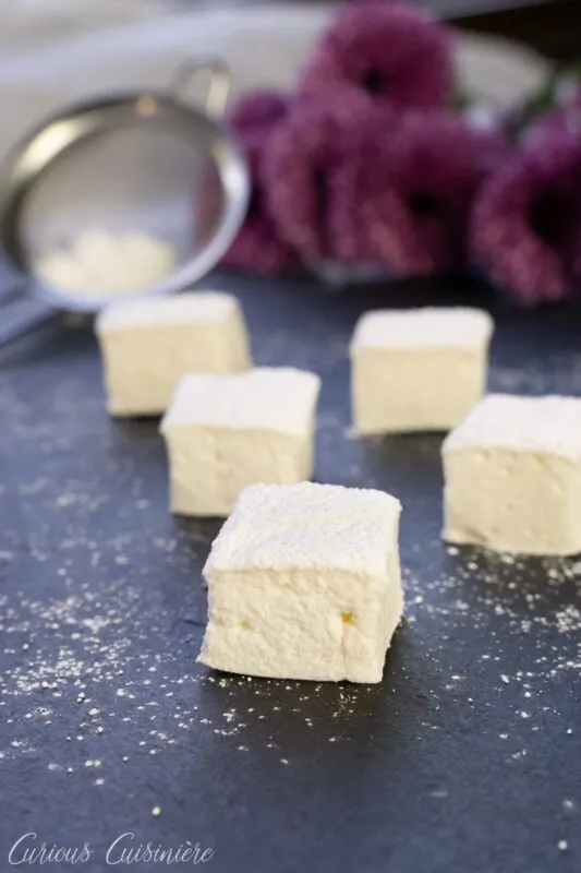 Homemade Marshmallows on a slate board
