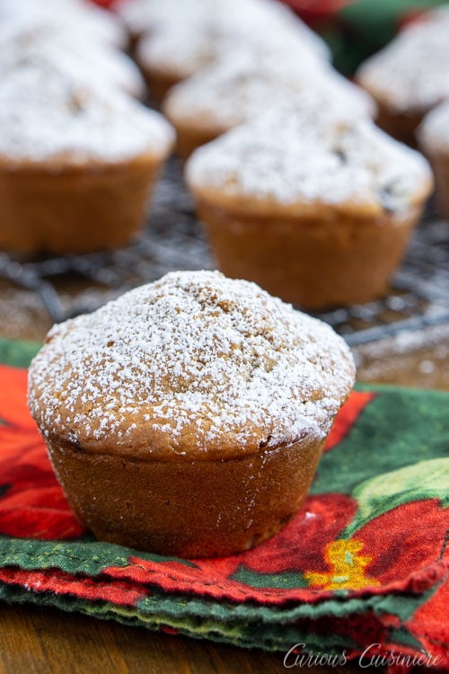 Mincemeat Muffin (Christmas Muffin) topped with powdered sugar