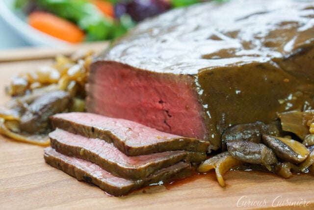 Slow cooker Sirloin Tip Roast with Caramelized onions and Mushrooms