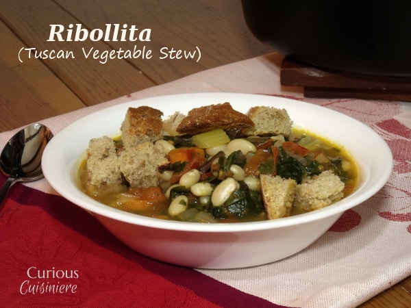 This hearty Tuscan Ribollita is a hearty vegetable aand bean stew that gets better the second day, so make up a big batch to have on hand for those cold winter nights! -- Curious Cuisiniere