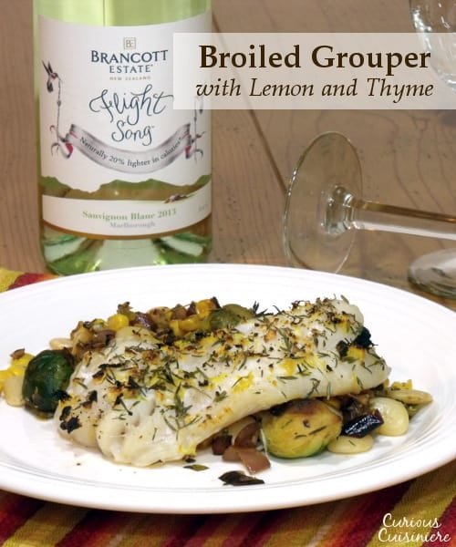 With all the flavor of lemon and thyme, this easy to prepare grouper recipe tastes indulgent, while fitting into your healthy resolutions. | www.CuriousCuisiniere.com