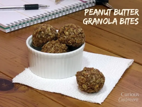 Peanut Butter Granola Bites are a quick and easy way to keep your energy level going strong all day long. -- Curious Cuisiniere