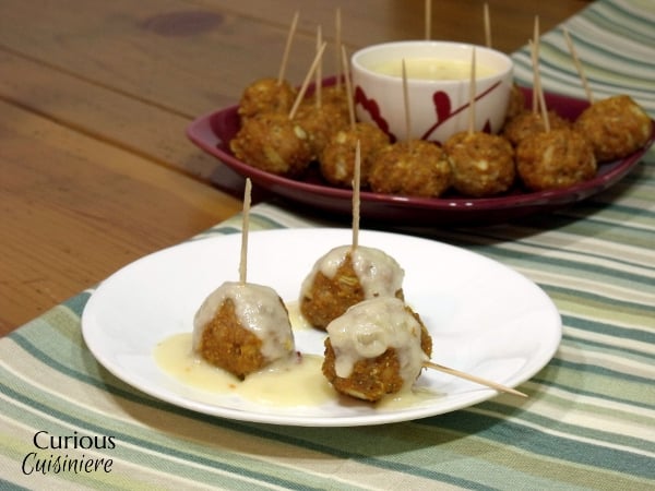 Mexican Chicken Meatballs with Queso from Curious Cuisiniere #SundaySupper