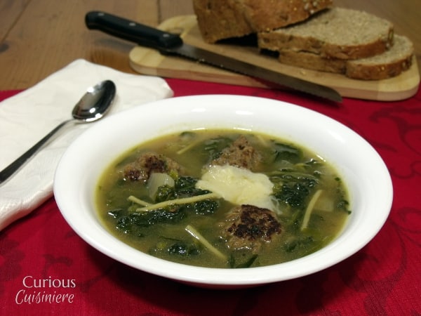 Easy Italian Wedding Soup (Minestra Maritata) from Curious Cuisiniere