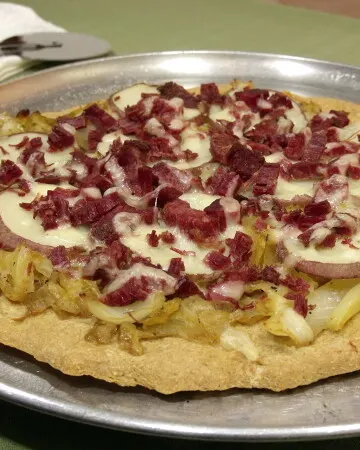 Corned Beef and Cabbage Pizza from Curious Cuisiniere