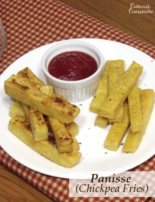 Delicately crisp with a smooth interior, these chickpea fries might become your new favorite snack! | www.CuriousCuisiniere.com 